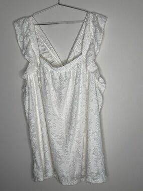 Lauren Conrad Plus Size 4XL Ivory White Ruffle Tank Top Vacation Summer New NWT